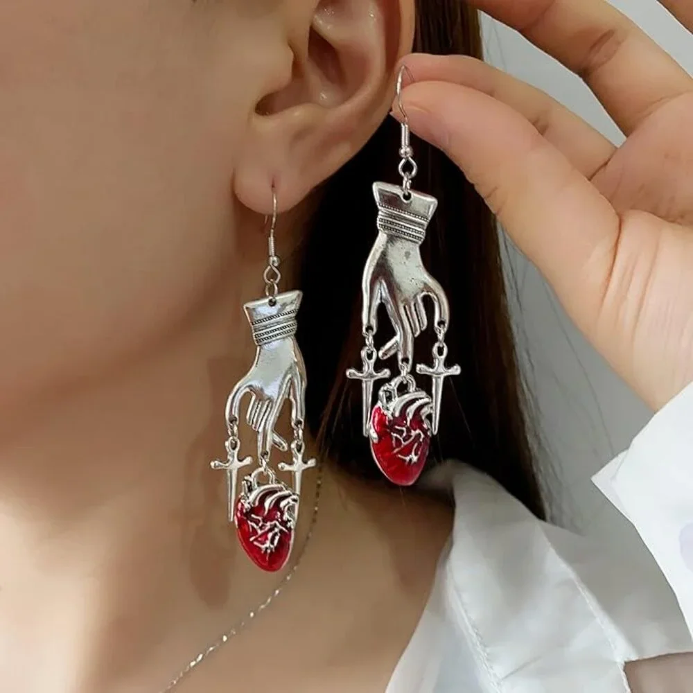 Gothic anatomical heart earrings